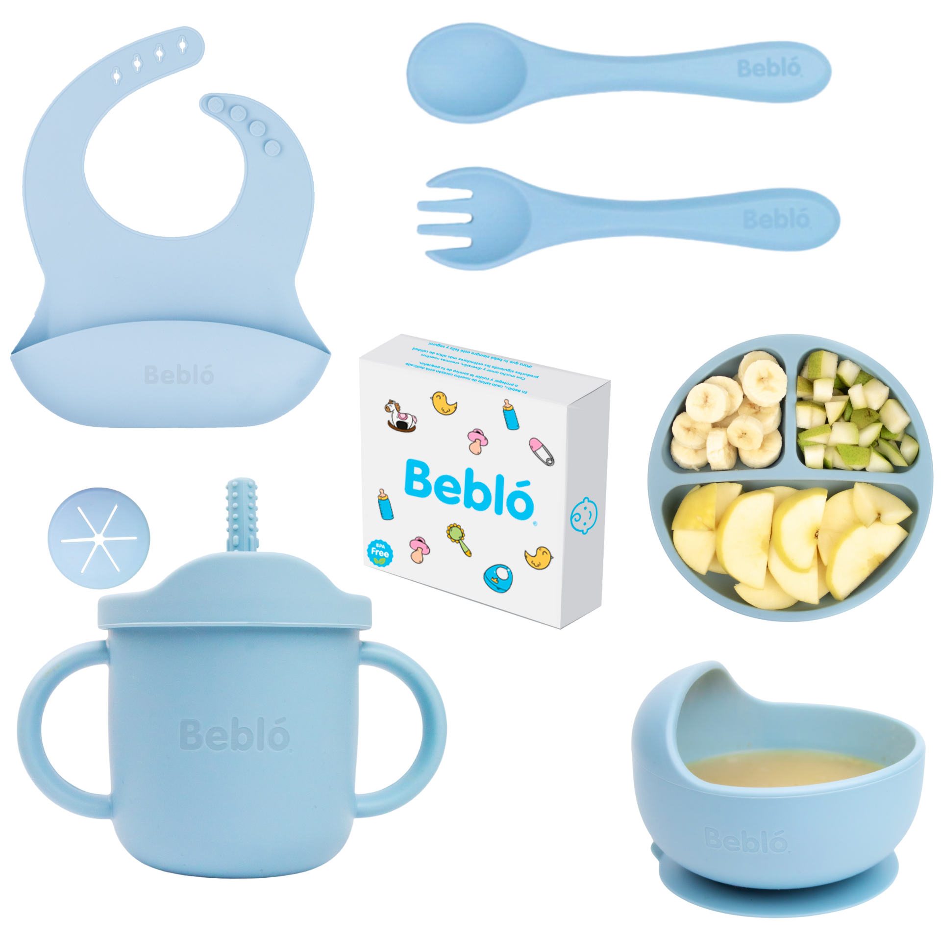 Vajilla para Bebé Bebló 7 Piezas - Libre de BPA, Apta para Microondas y ...