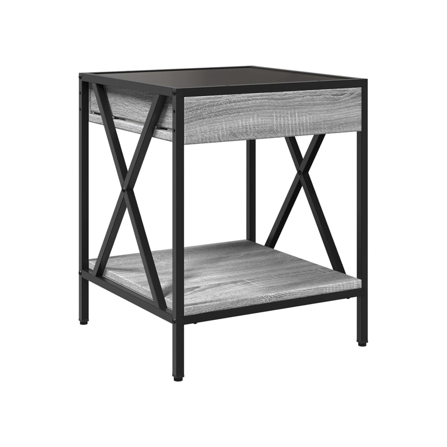 Bossa Mesa Auxiliar Radnick con base de almacenamiento efecto luz LED efecto infinito