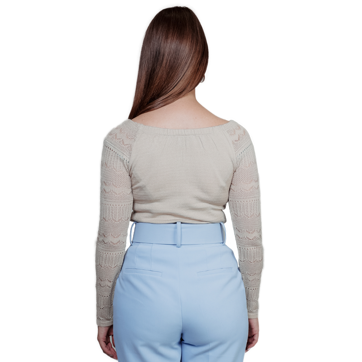 Blusa Zuio manga larga para mujer-BEIGE