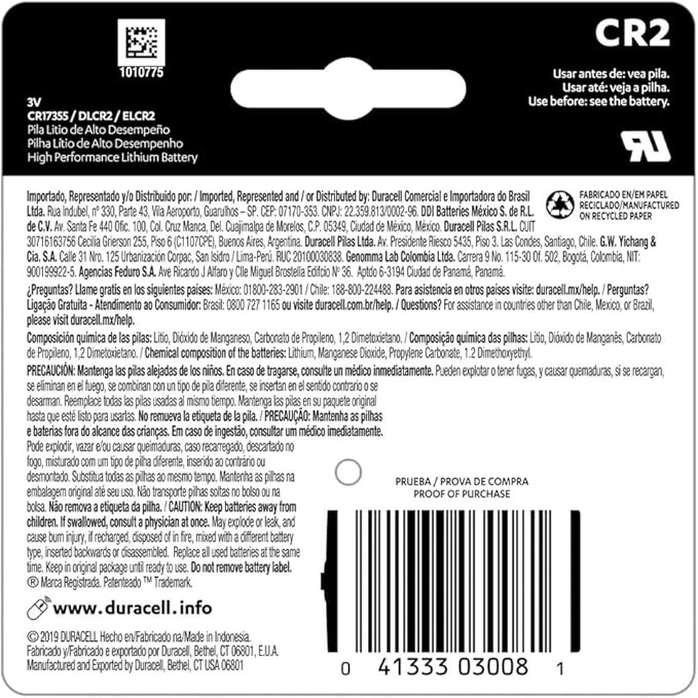 DURACELL CR2 3V CON 1 UNIDAD