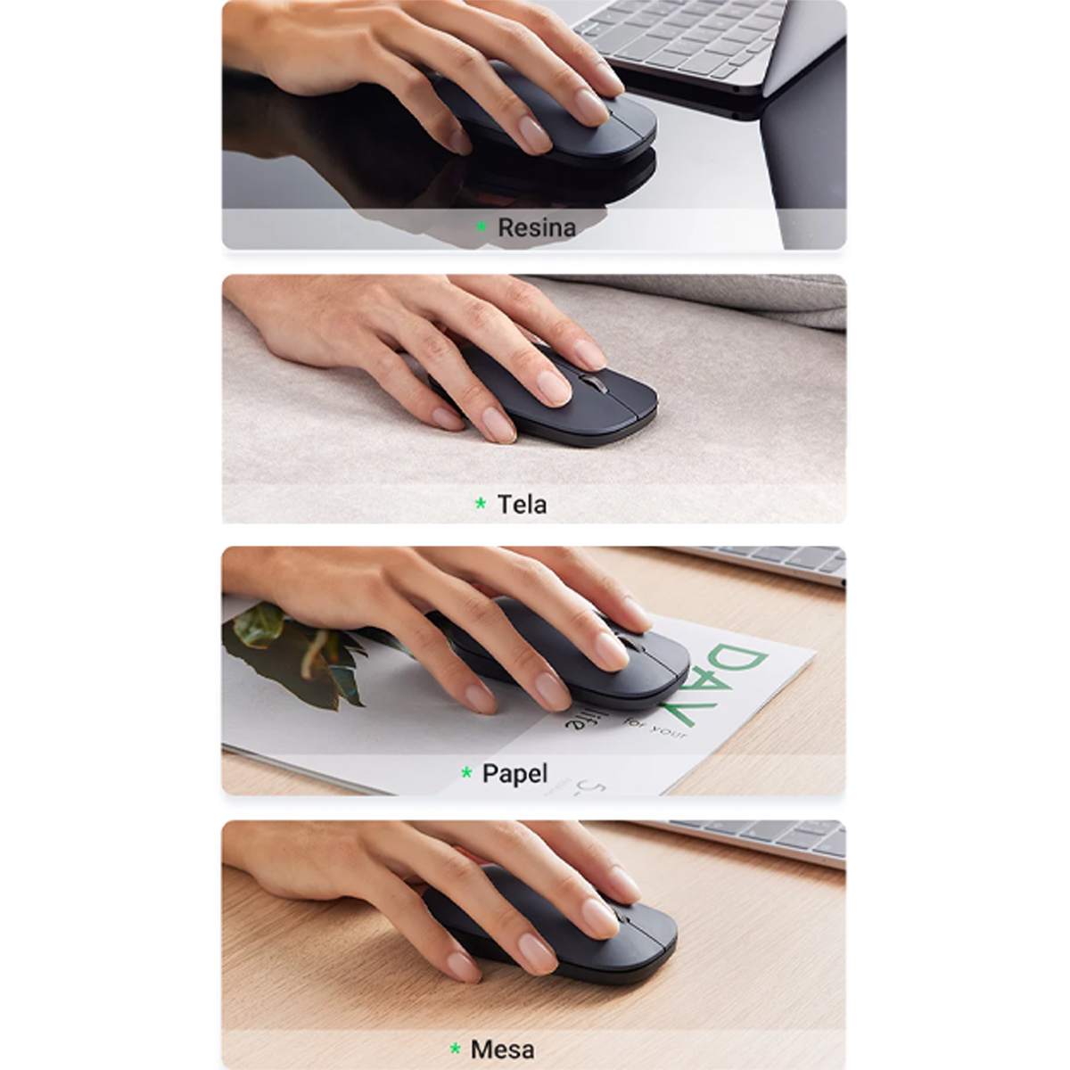 Mouse Inalámbrico Ugreen Slim, 2,4 G, 4000 Dpi Negro 90372