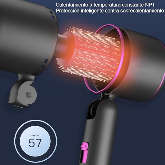 Secadora de Cabello Profesional con Iones, Potente 1800W para un Secado Rápido