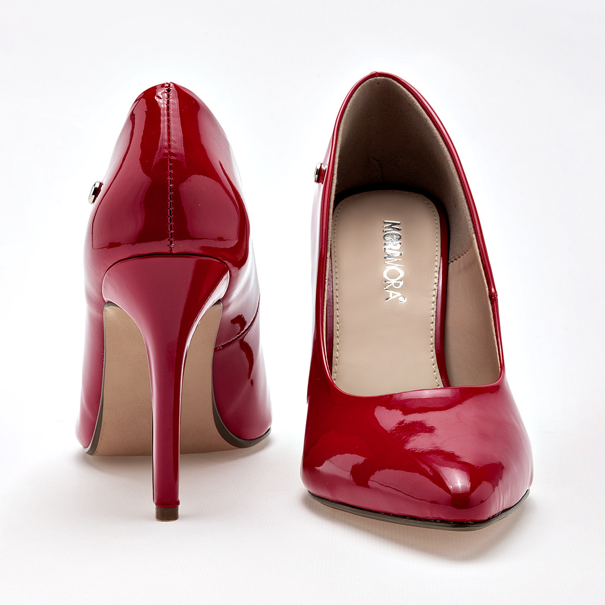 MORAMORA ERIKA ZAPATILLA MUJER CASUAL TACON 10 CM COLOR ROJO CHAROL