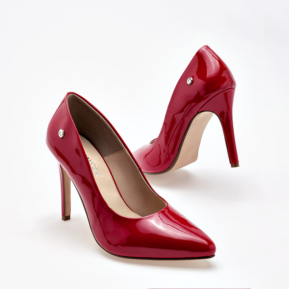 MORAMORA ERIKA ZAPATILLA MUJER CASUAL TACON 10 CM COLOR ROJO CHAROL