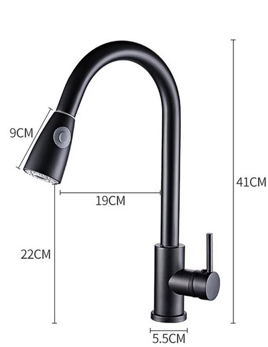 Llave Mezcladora y Grifo de Cocina Triple Función con Manguera Retráctil Acabado Negro Mate Haussy