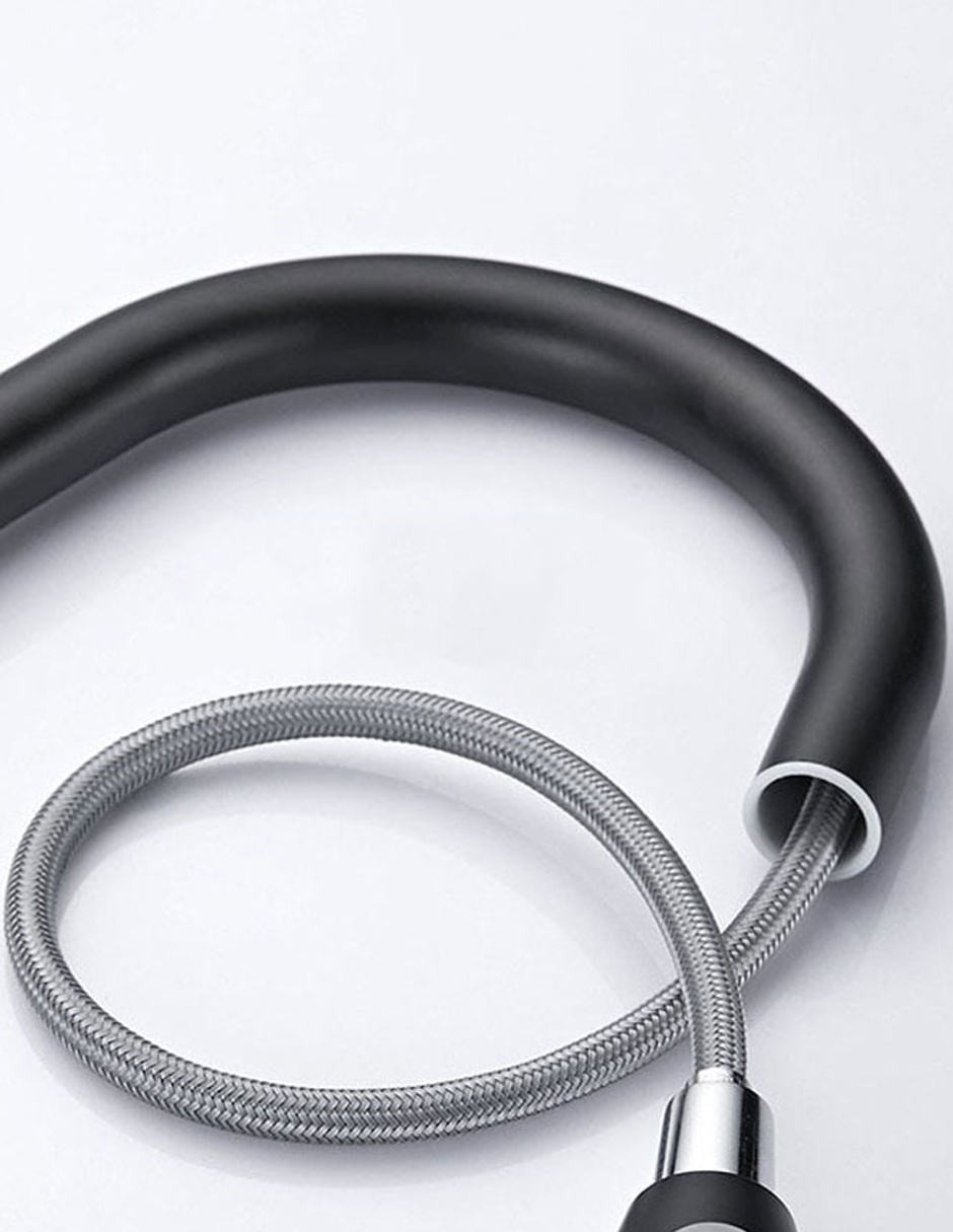 Llave Mezcladora y Grifo de Cocina Triple Función con Manguera Retráctil Acabado Negro Mate Haussy