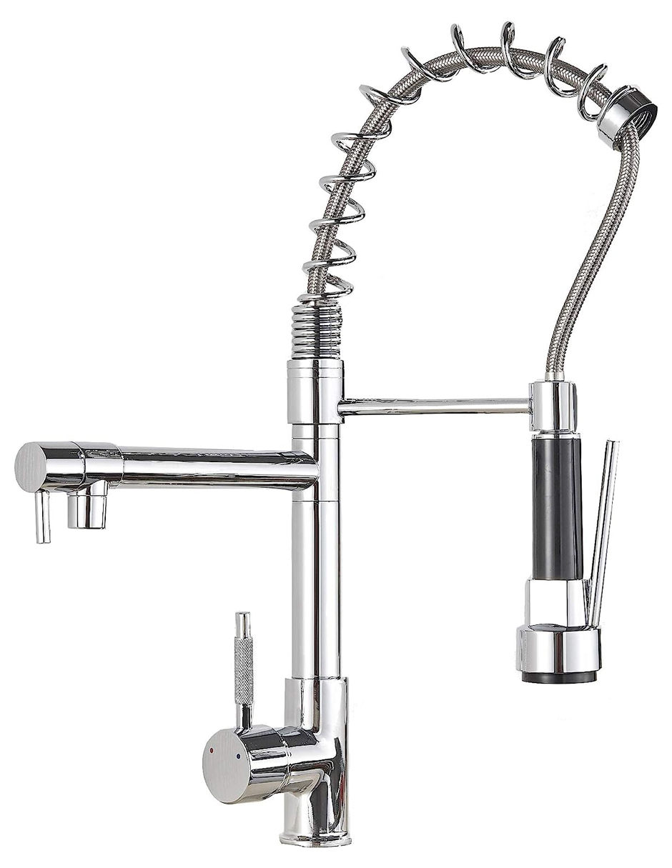 Llave Mezcladora y Grifo Para Cocina Doble Con Doble Función Acabado Cromado Haussy 