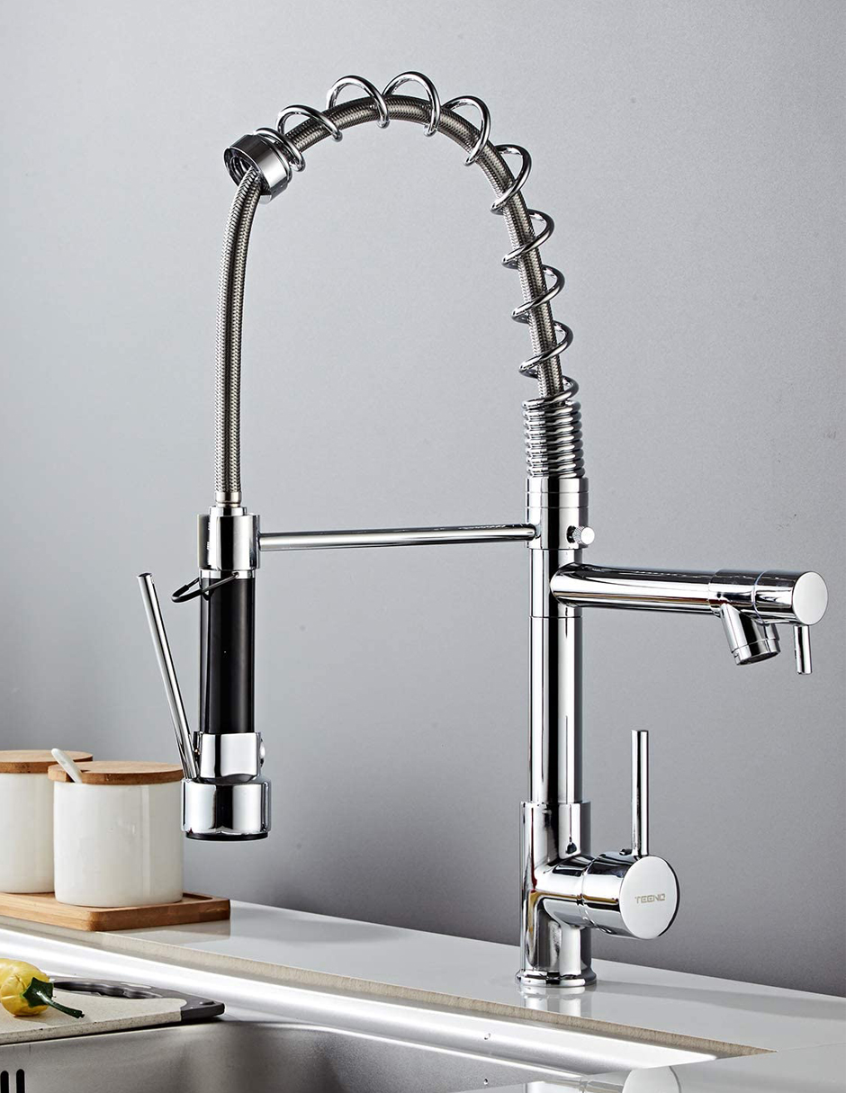 Llave Mezcladora y Grifo Para Cocina Doble Con Doble Función Acabado Cromado Haussy 