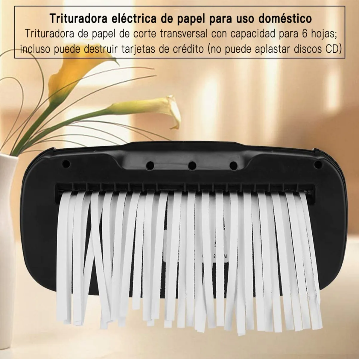 Trituradora De Papel Con Capacidad Para 6 Hojas Shredder Paper  Cortadora De Papel Y Tarjetas De Plástico 