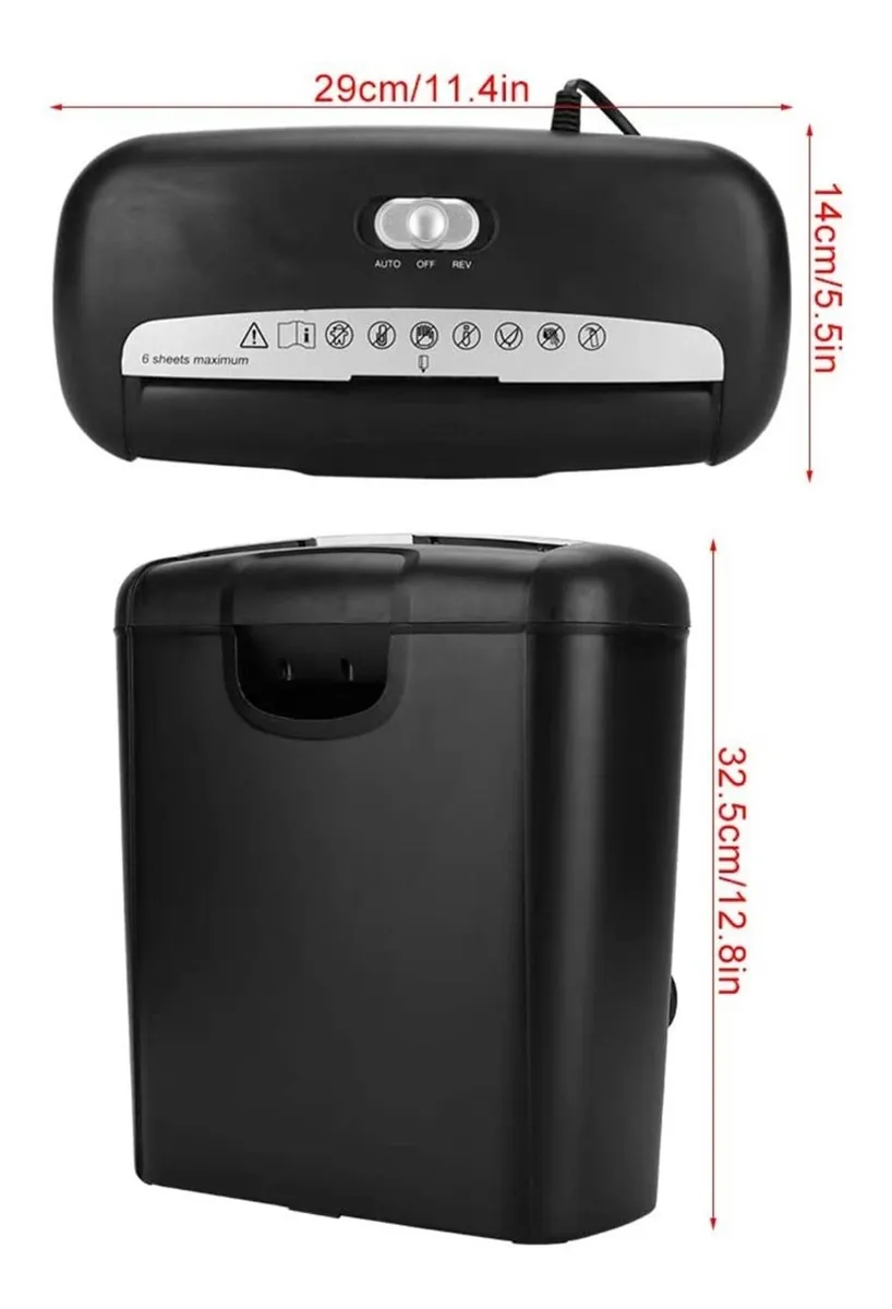 Trituradora De Papel Con Capacidad Para 6 Hojas Shredder Paper  Cortadora De Papel Y Tarjetas De Plástico 