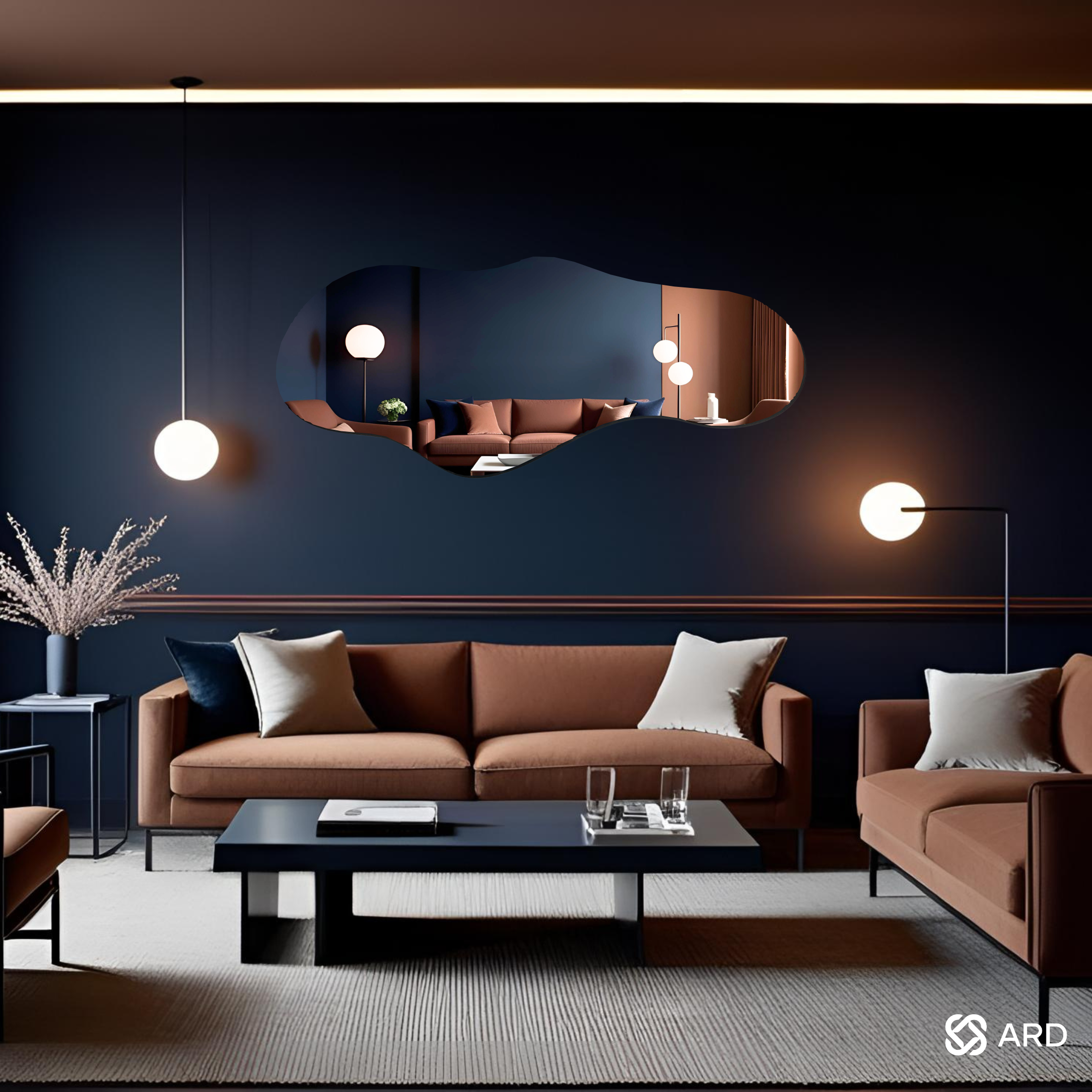 Espejo Amorfo Decorativo ARD Glanz Cloud 120 x 55 cm tipo Cuerpo Completo con Diseño Irregular nube para Sala, Baño, Comedor o Recámara Moderna