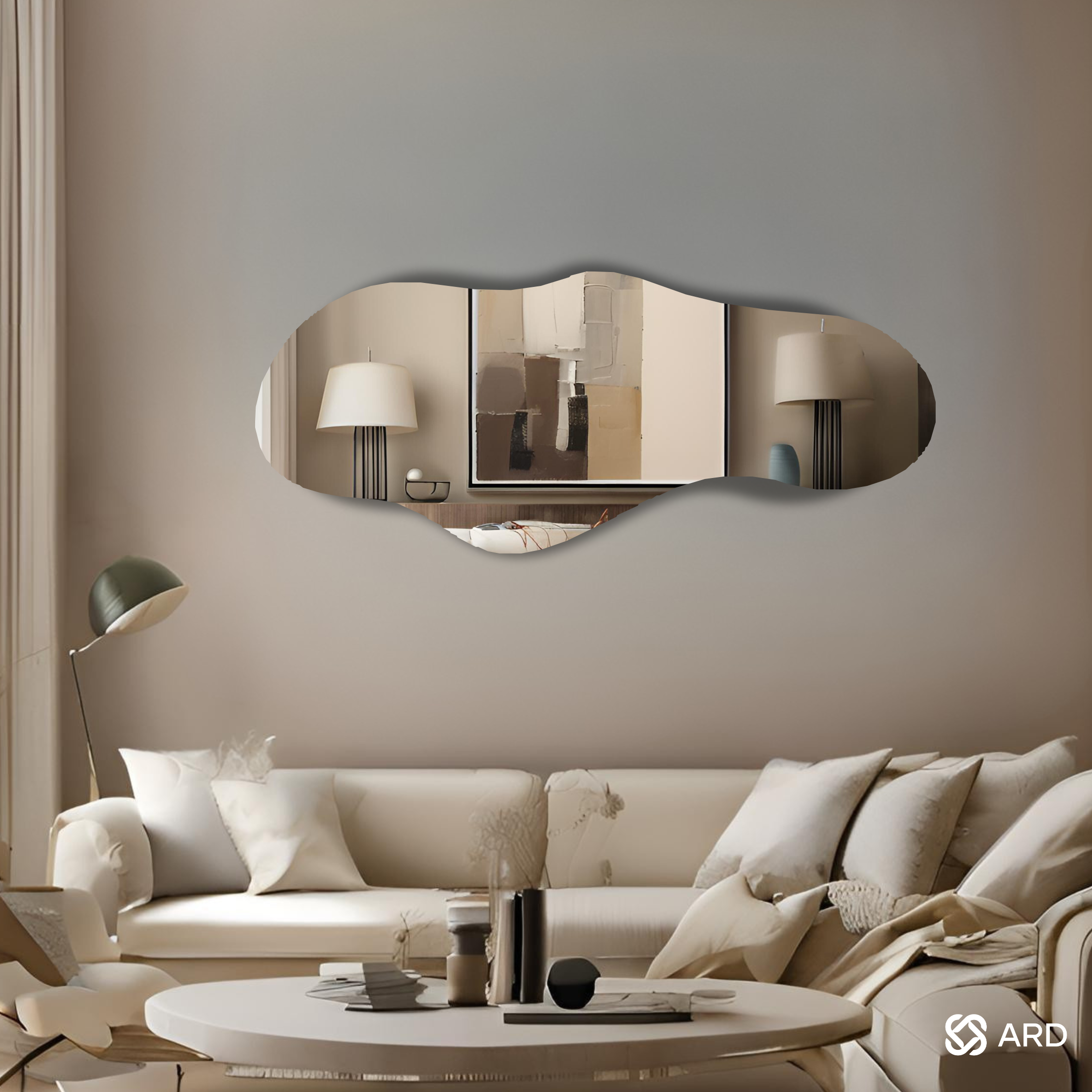 Espejo Amorfo Decorativo ARD Glanz Cloud 120 x 55 cm tipo Cuerpo Completo con Diseño Irregular nube para Sala, Baño, Comedor o Recámara Moderna