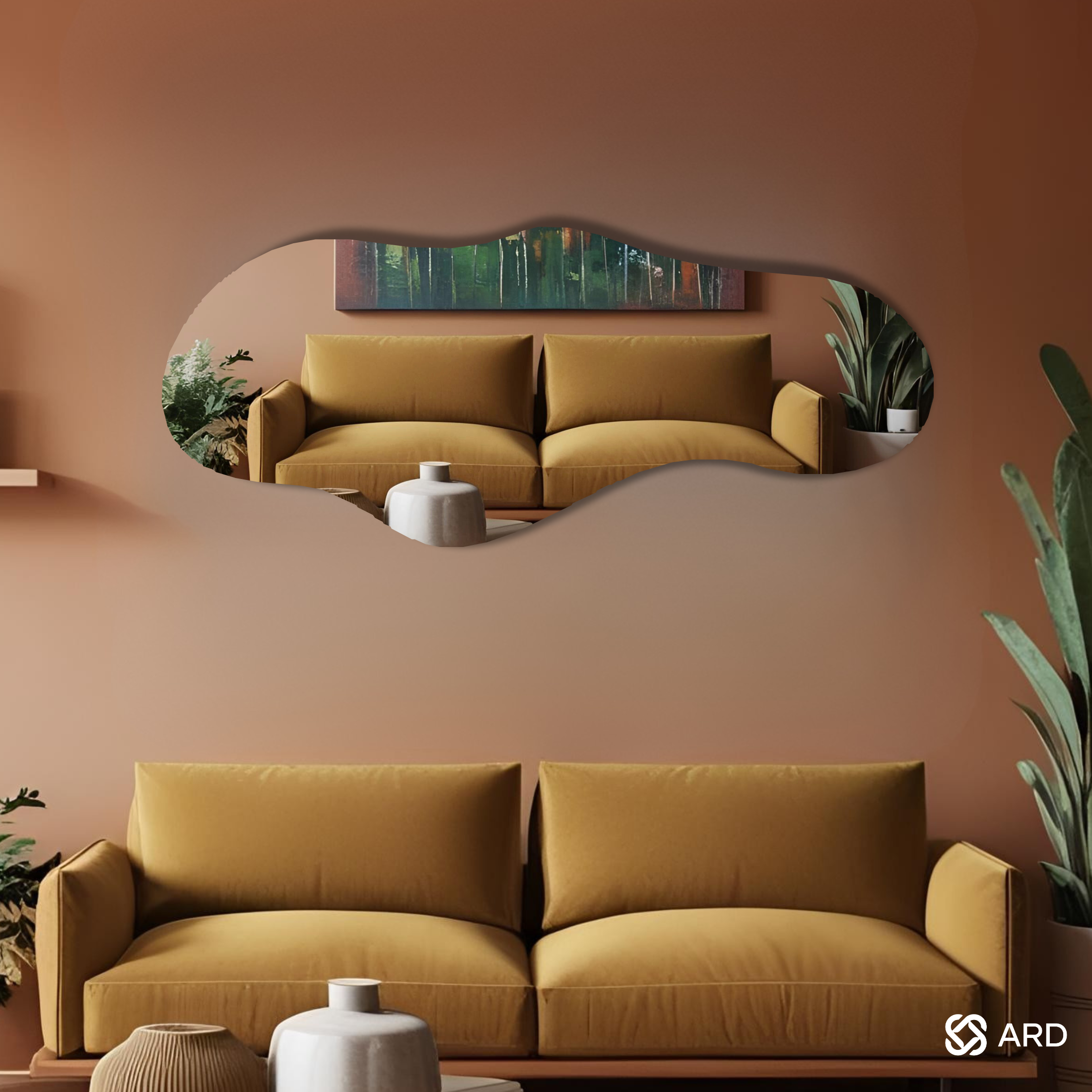 Espejo Amorfo Decorativo ARD Glanz Cloud 120 x 55 cm tipo Cuerpo Completo con Diseño Irregular nube para Sala, Baño, Comedor o Recámara Moderna