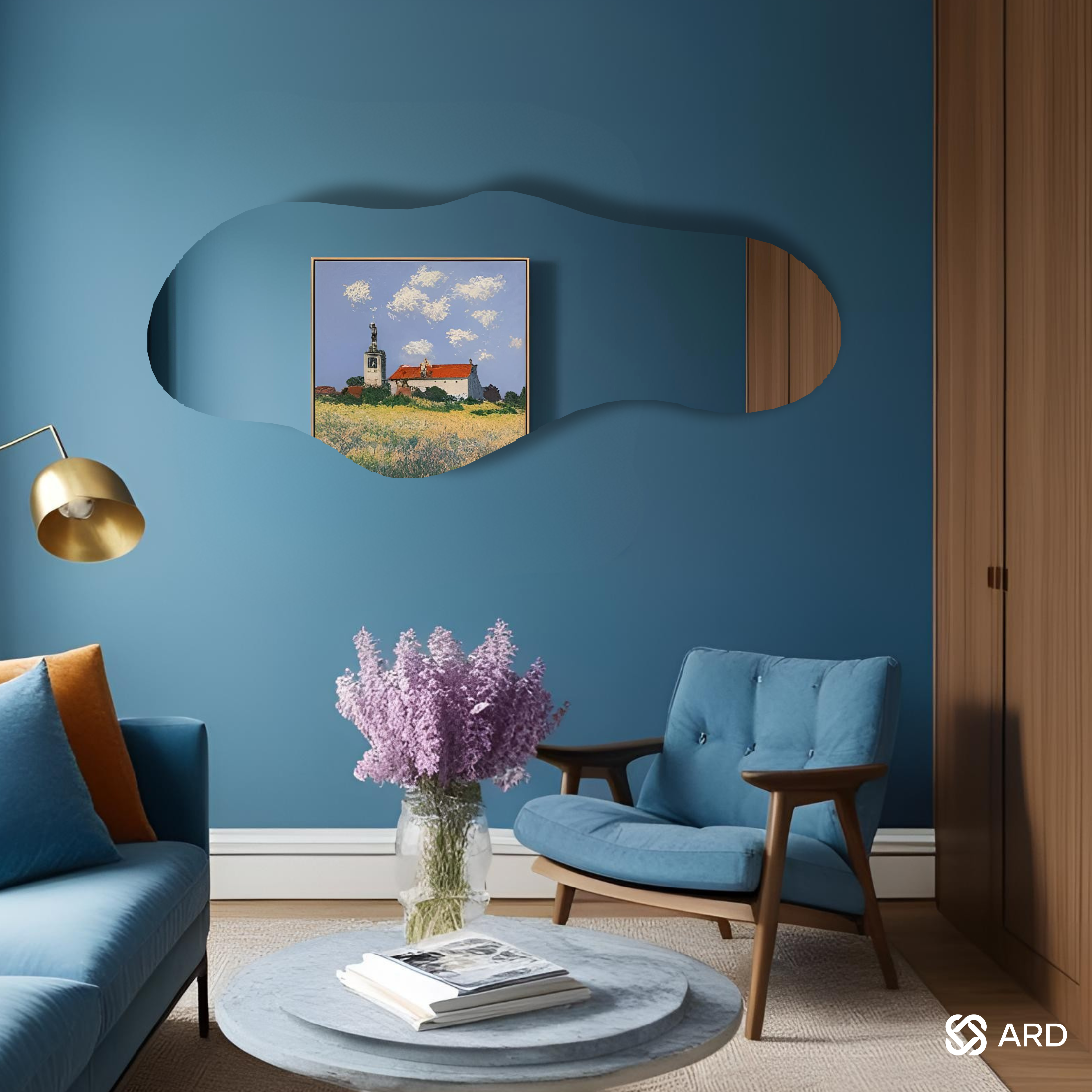 Espejo Amorfo Decorativo ARD Glanz Cloud 120 x 55 cm tipo Cuerpo Completo con Diseño Irregular nube para Sala, Baño, Comedor o Recámara Moderna