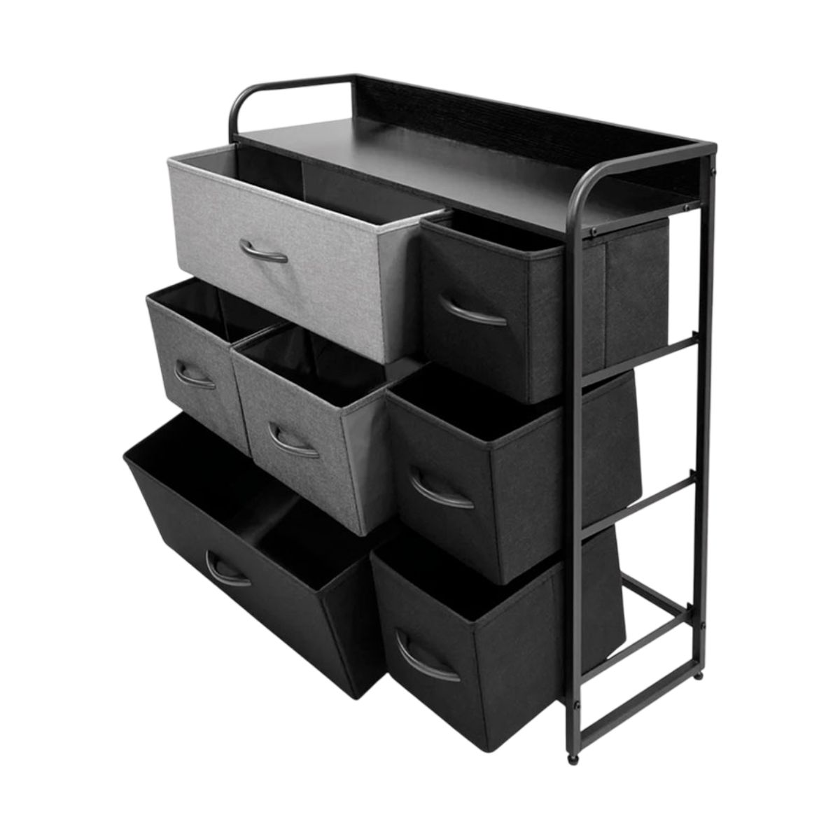 Cajonera de 3 Niveles con 7 Cajones y 1 Repisa Estructura de Acero Negro Bluelander