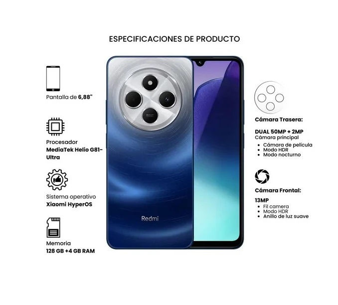 XIAOMI REDMI 14C 256Gb 8Ram Color Azul Espacial Dualsim Nuevo Libre
