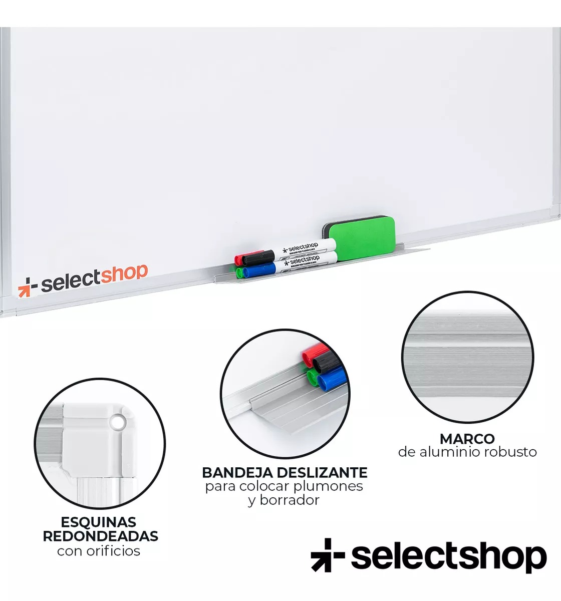 Pizarrón Blanco Magnético Pizarra 90x60cm Con 4 Marcadores
