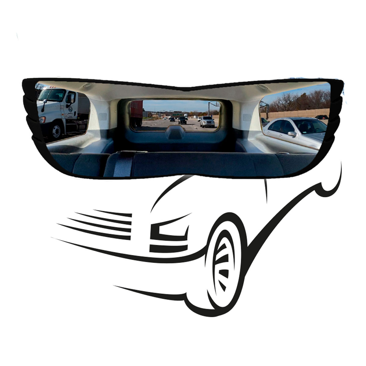 Espejo Retrovisor de Seguridad Angel View Vidrio Curvo 30cm de Ajuste Universal; Fácil y Rápida instalación; Visión Amplia; Seguridad al Volante