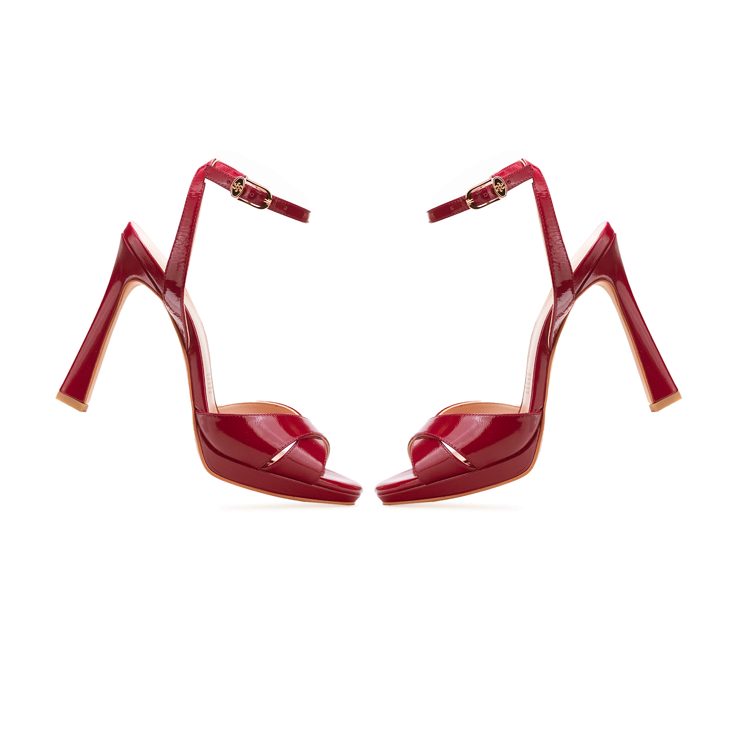 Zapatillas De Tacón Davenia De Piel Sandalia Para Dama Mod. Lily Rojo