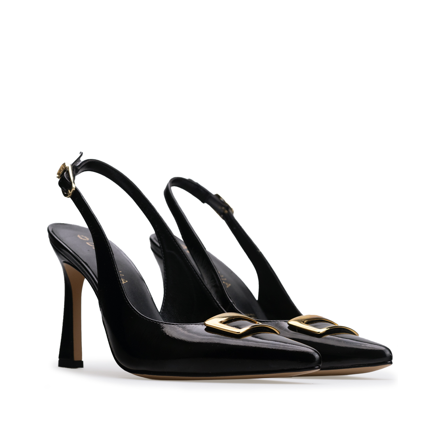 Zapatillas De Tacón Davenia De Piel Sandalia Para Dama Mod. Eva Negro