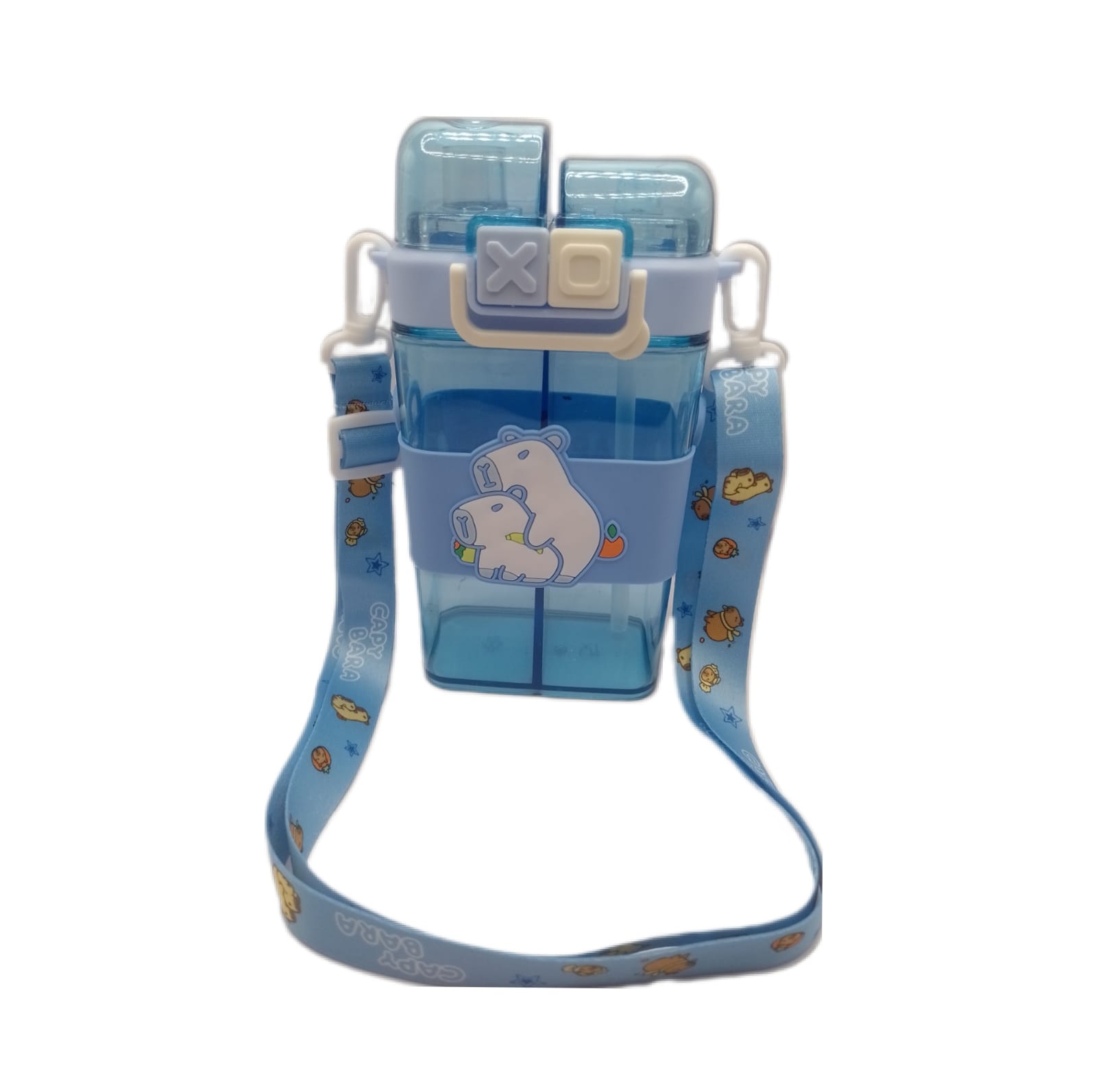 Cantimplora Capibara Doble Compartimiento y Boquilla con asa Color Azul cielo 450 ML
