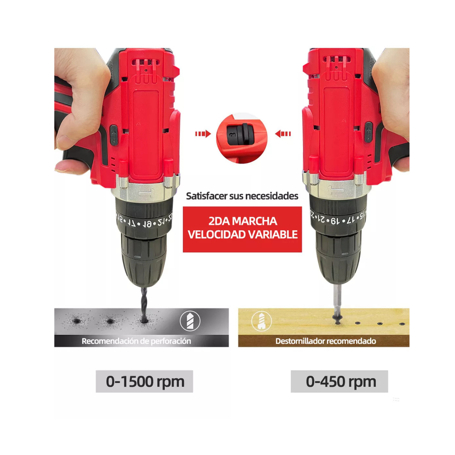 Taladro Atornillador Inalámbrico Con 2 Batería De Litio ACSENTRON XHBSMYXH