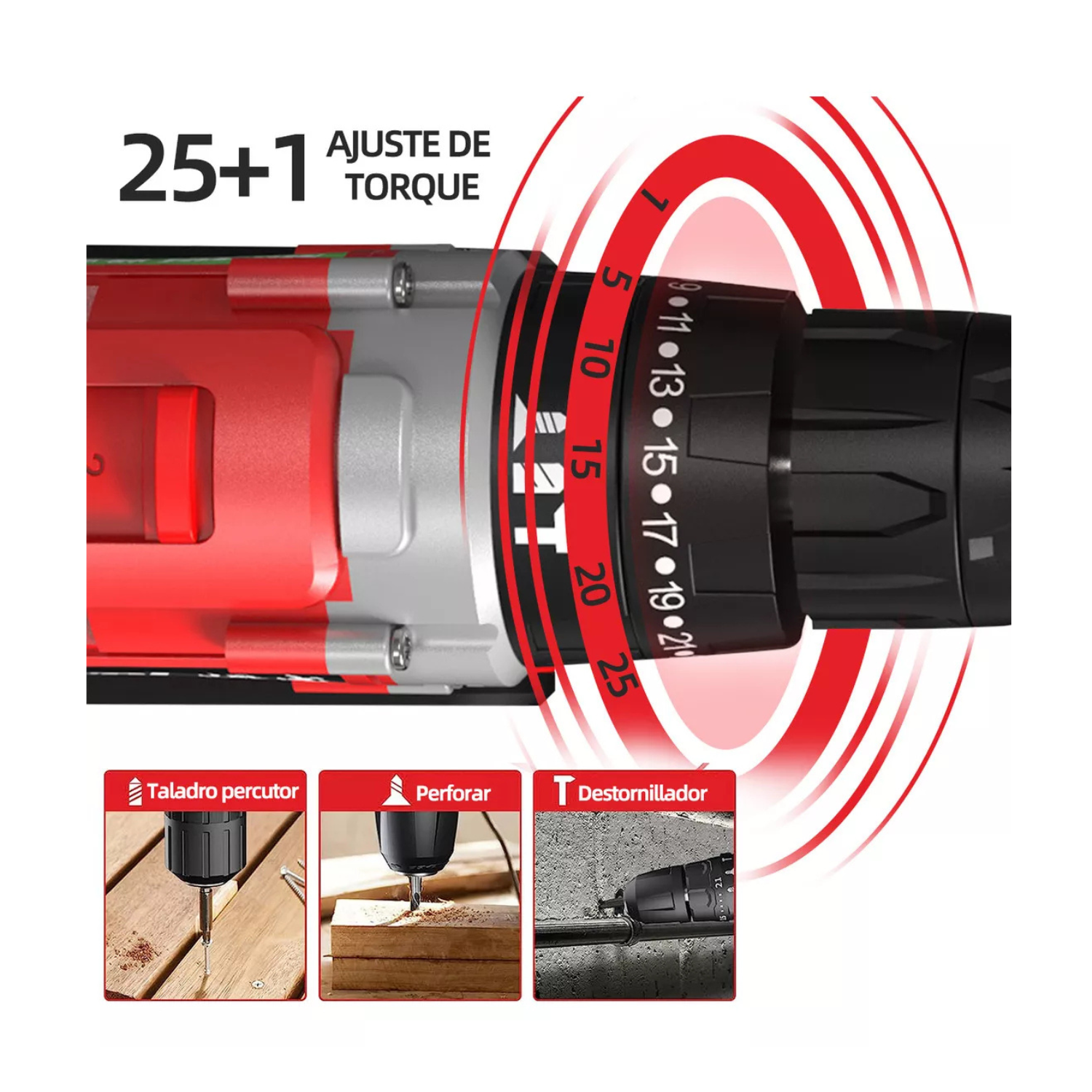 Taladro Atornillador Inalámbrico Con 2 Batería De Litio ACSENTRON XHBSMYXH