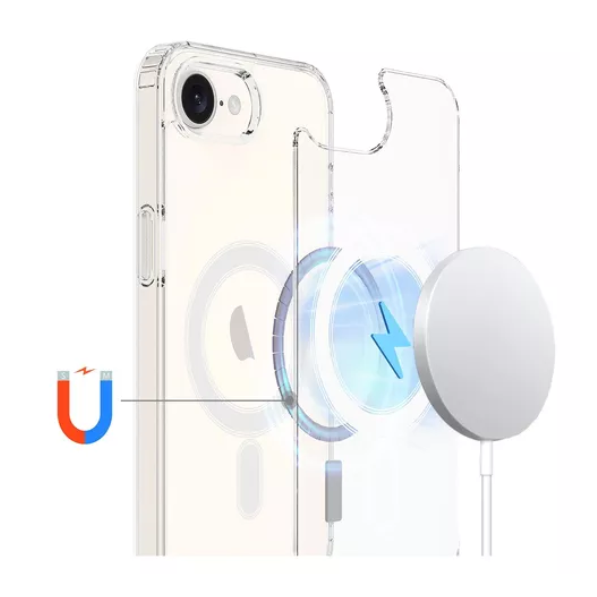 Mr. Gadgets Funda Transparente Clear Case Para iPhone 16e Compatible Con Magsafe Silicona Acrilico Carcasa Tpu 