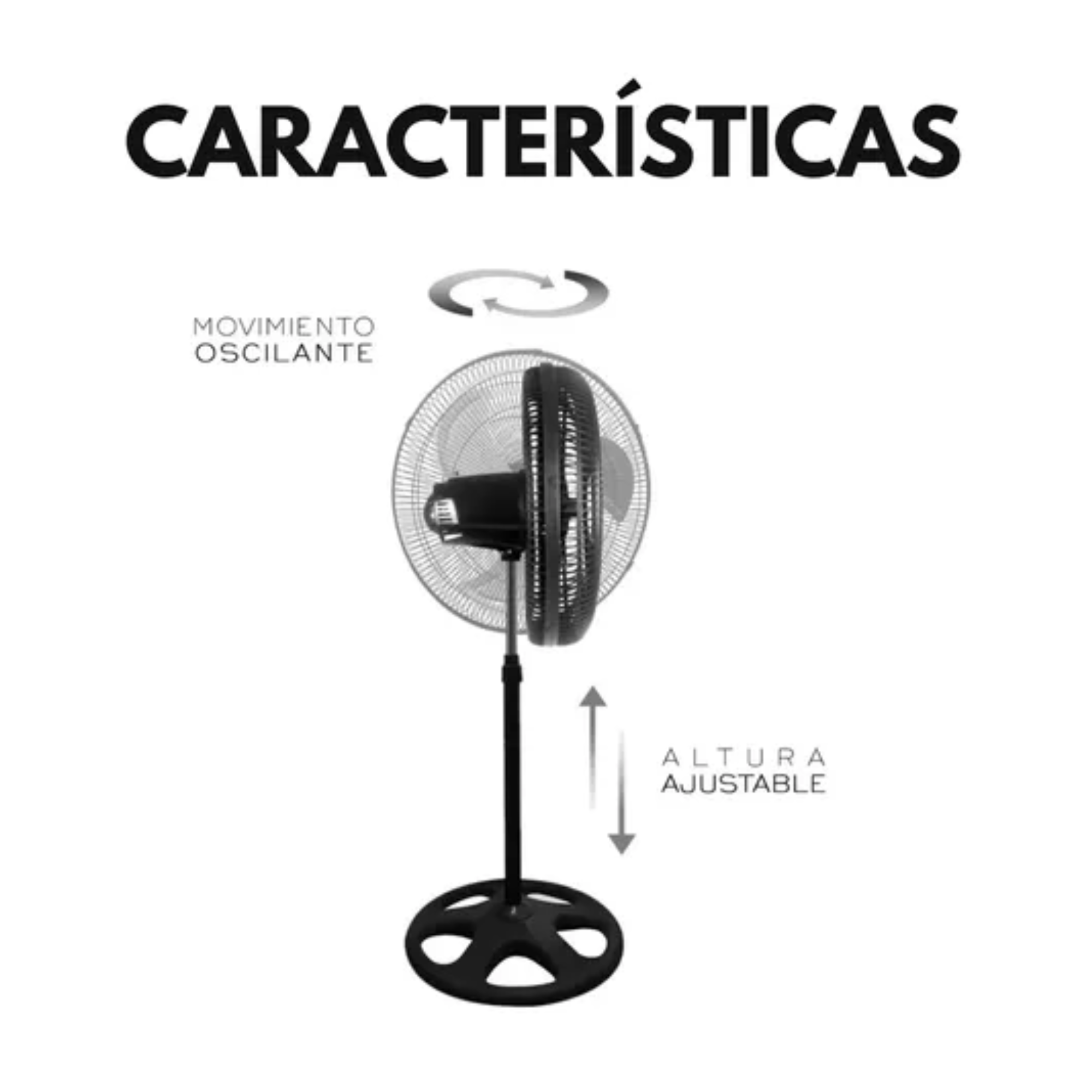 Ventilador 18 Pulgadas 3 en 1 Pedestal 5 Aspas Piso Pared