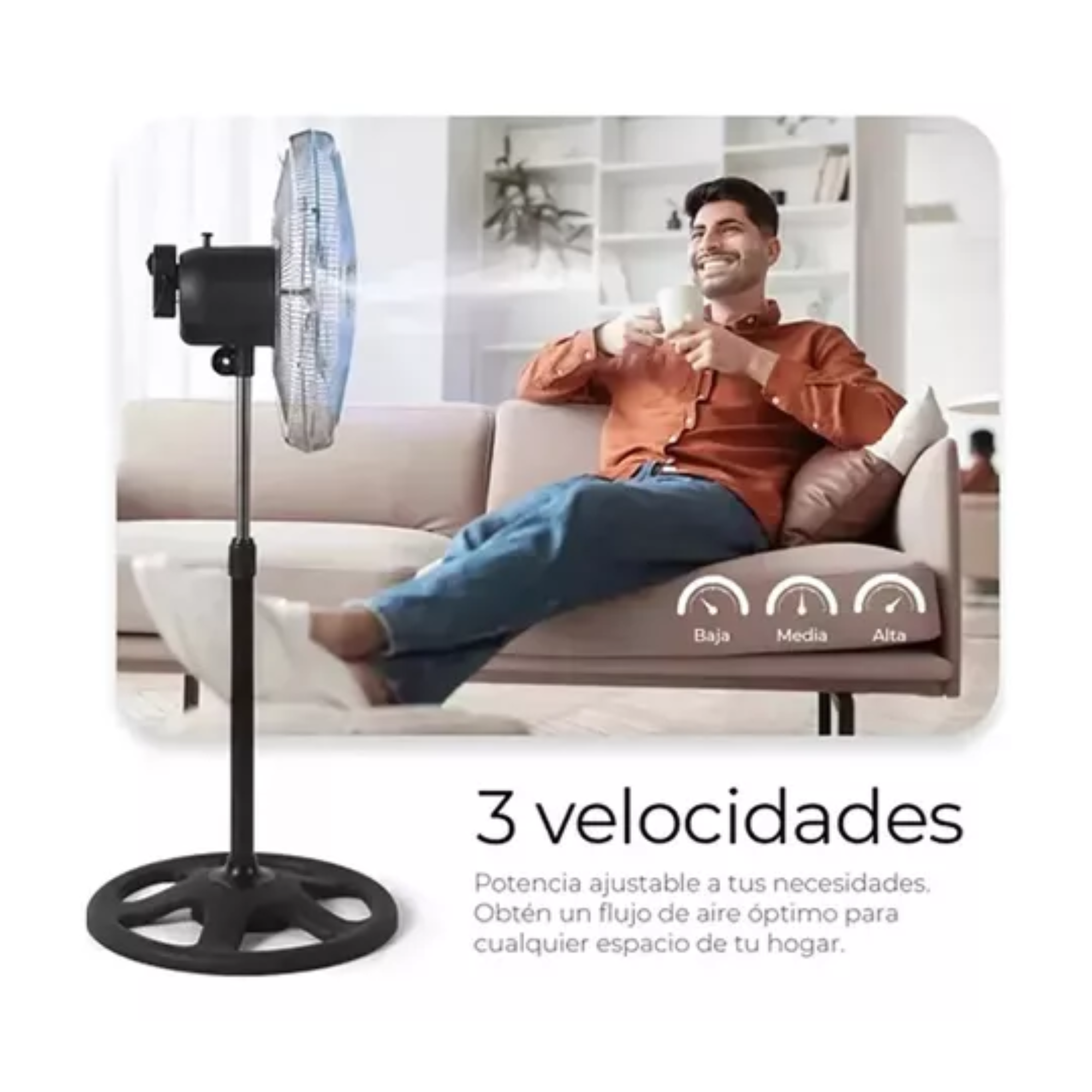 Ventilador 18 Pulgadas 3 en 1 Pedestal 5 Aspas Piso Pared