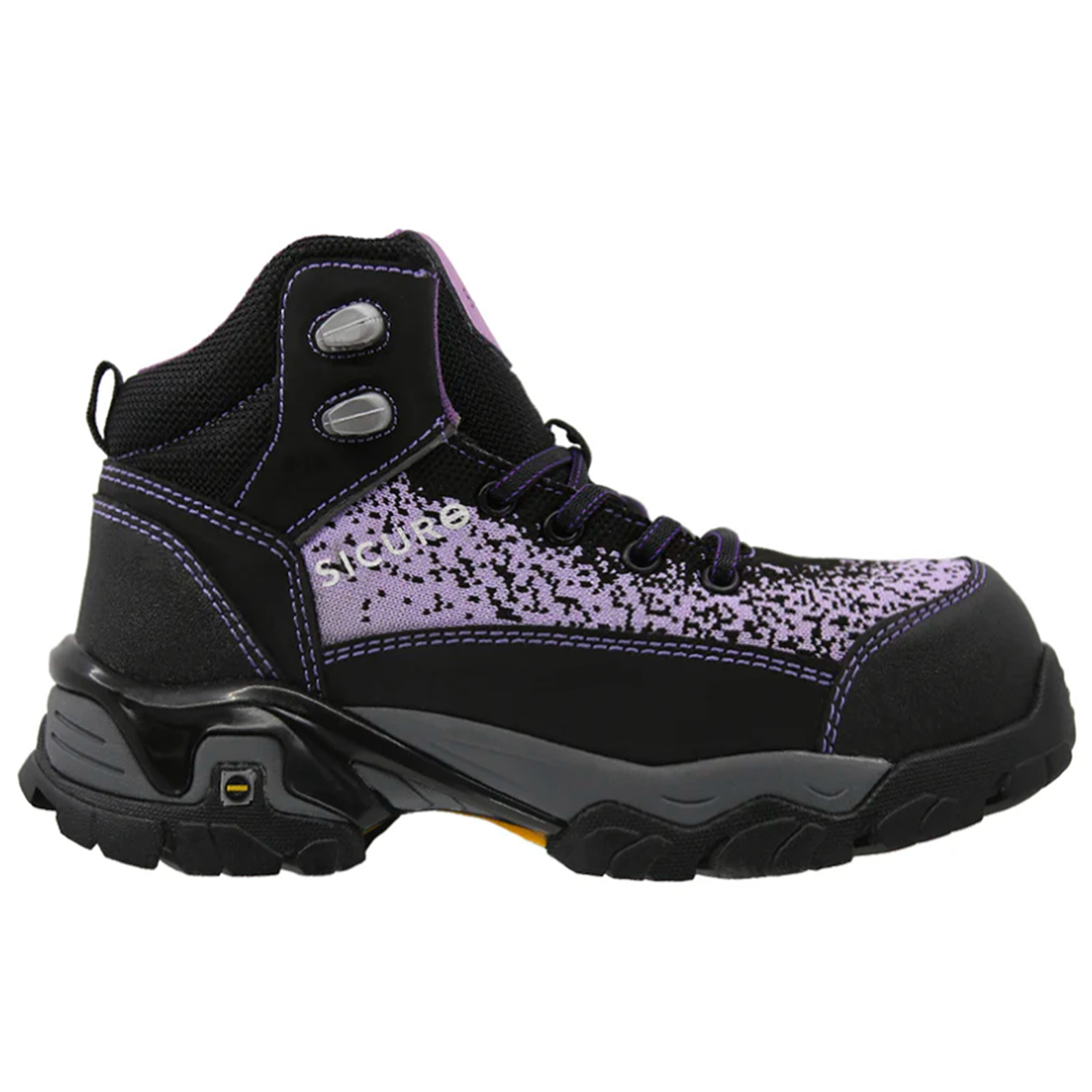 Botas De Seguridad Para Dama Sicuro Forte Sf78 Negro Lila Casco Policarbonato