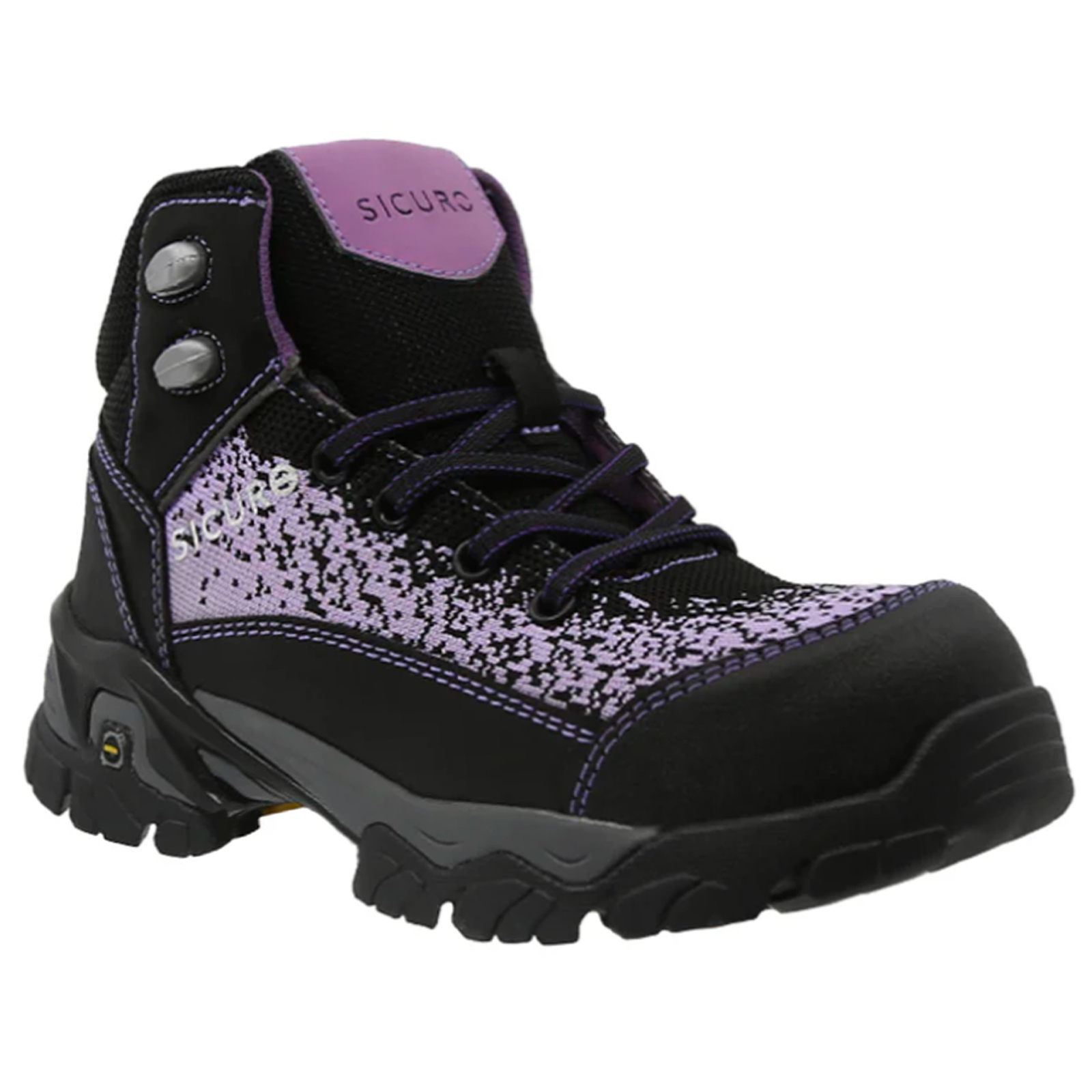 Botas De Seguridad Para Dama Sicuro Forte Sf78 Negro Lila Casco Policarbonato