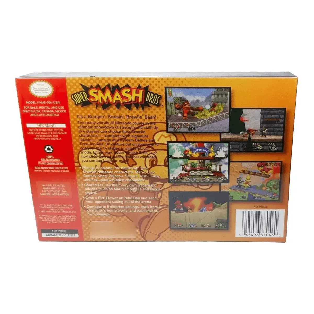 Super Smash Bros Standard Edition Nintendo 64 Físico En Caja.