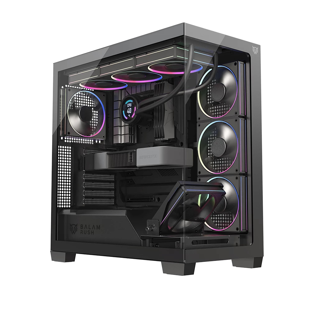 Gabinete Balam Rush Tank Polar 7900, Midi-Tower, ATX/Micro-ATX/Mini-ITX, USB 2.0/3.0, sin Fuente, 5 Ventiladores Instalados, Negro. 