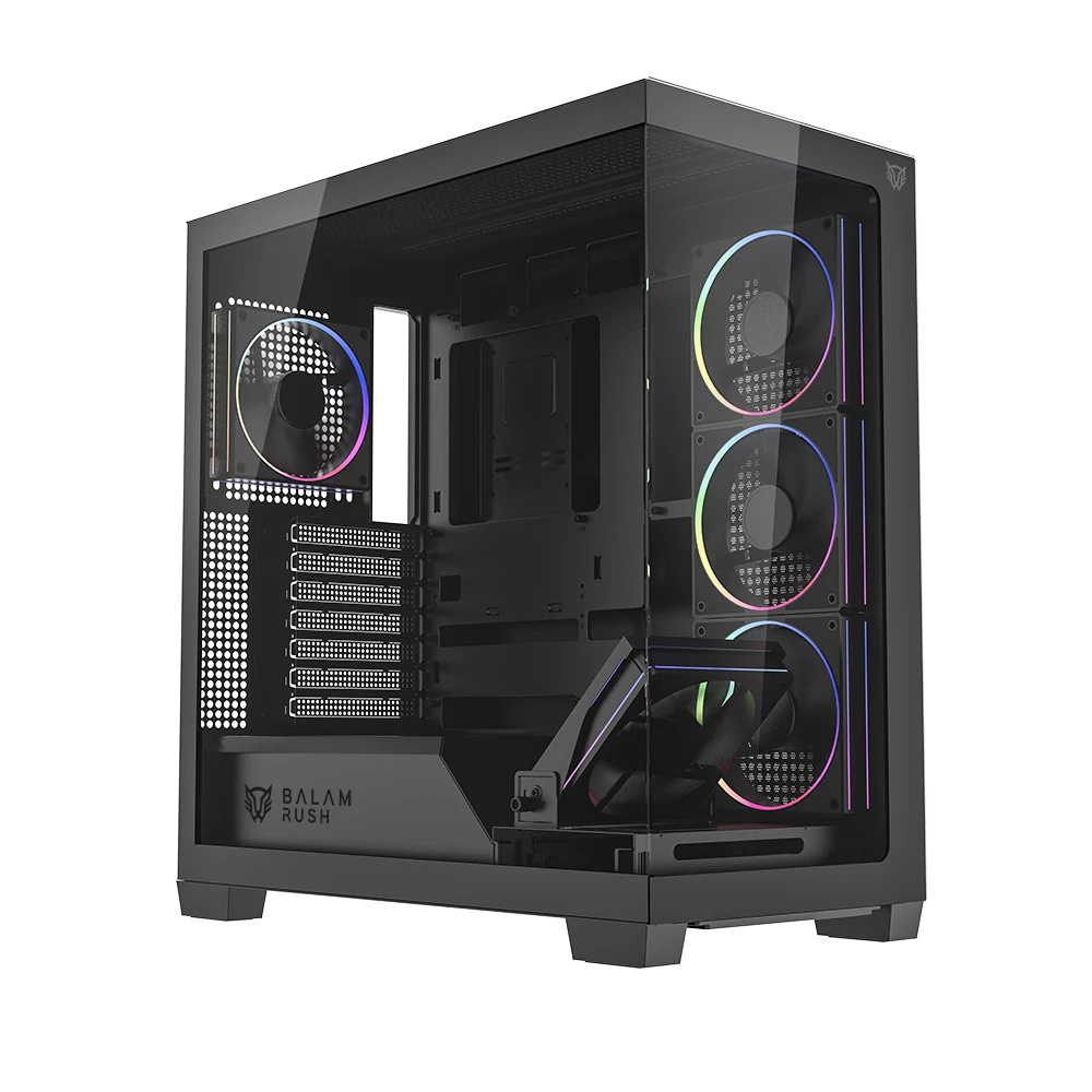 Gabinete Balam Rush Tank Polar 7900, Midi-Tower, ATX/Micro-ATX/Mini-ITX, USB 2.0/3.0, sin Fuente, 5 Ventiladores Instalados, Negro. 