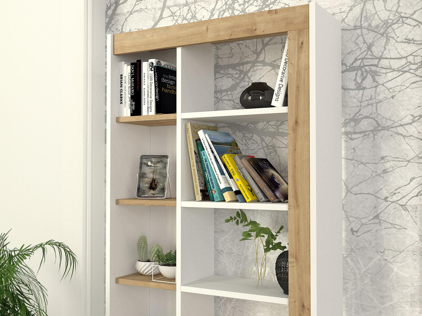 Librero Biblioteca con 10 estantes Blanco con Mérida