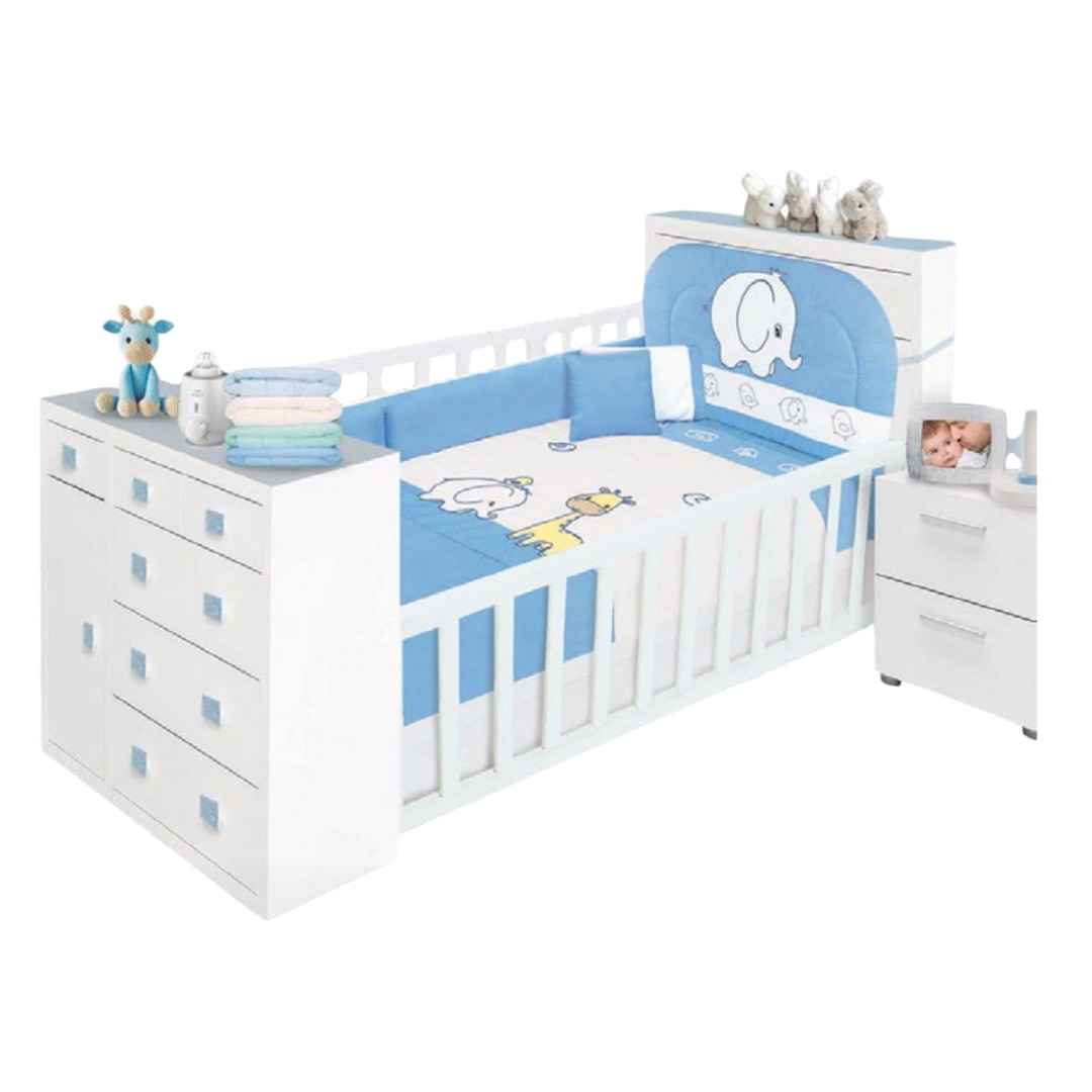 Juego de cama con edredón para cama-cuna corral ELEFANTITO