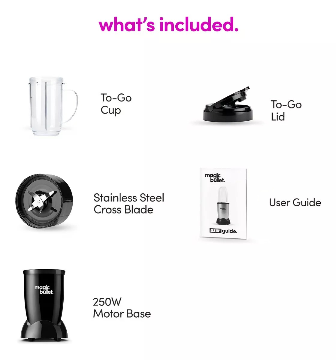 Licuadora Nutribullet Magic Bullet 4 Piezas 250w Color Negro