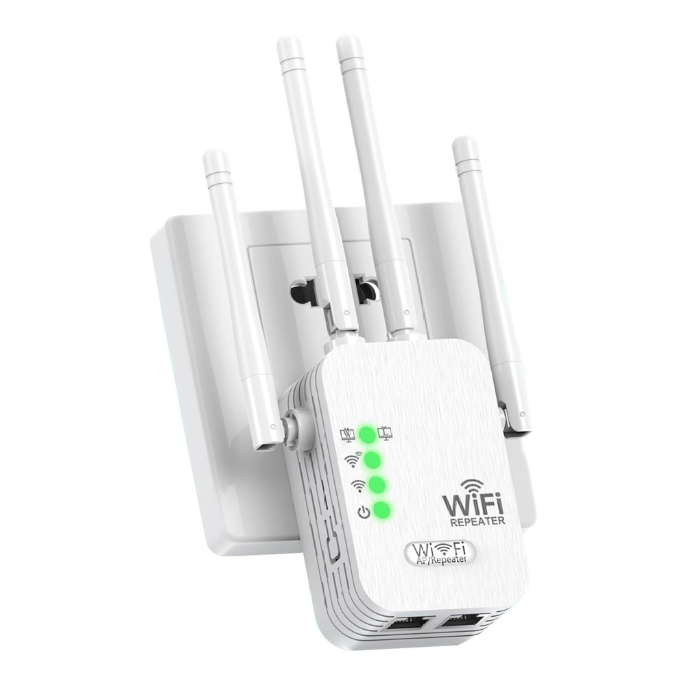 Repetidor Wifi, Extensor de Señal Inalámbrico, 300Mbps, 4 Antenas y Puerto Ethernet, Amplificador de Señal