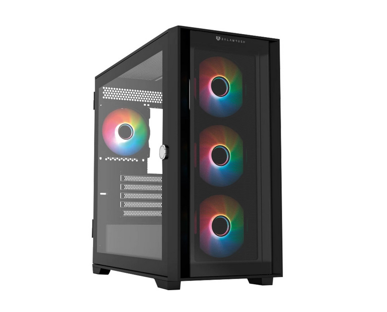 Gabinete Balam Rush Carbono Twin Mate 6000 con Ventana RGB, Midi-Tower, Micro-ATX/Mini-ITX, USB 3.0/2.0, sin Fuente, 4 Ventiladores RGB Instalados, Negro. 