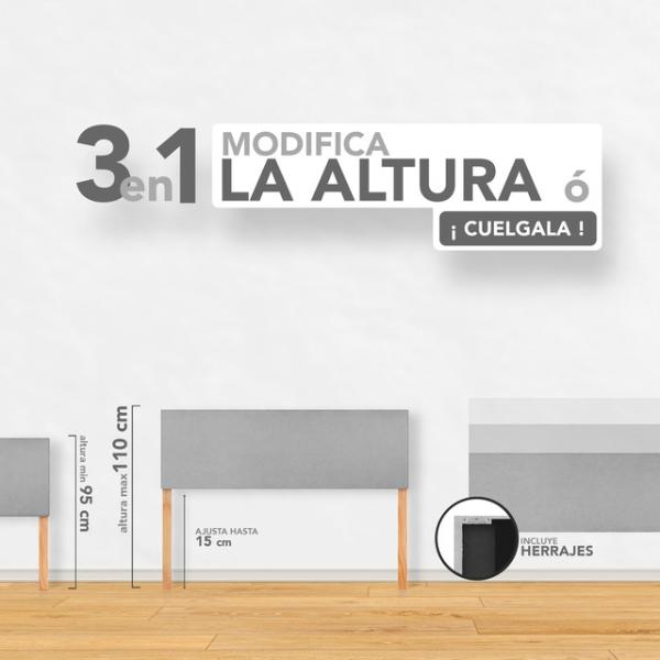 Cabecera Matrimonial Raya Vertical Natural 3 en 1 Moderna