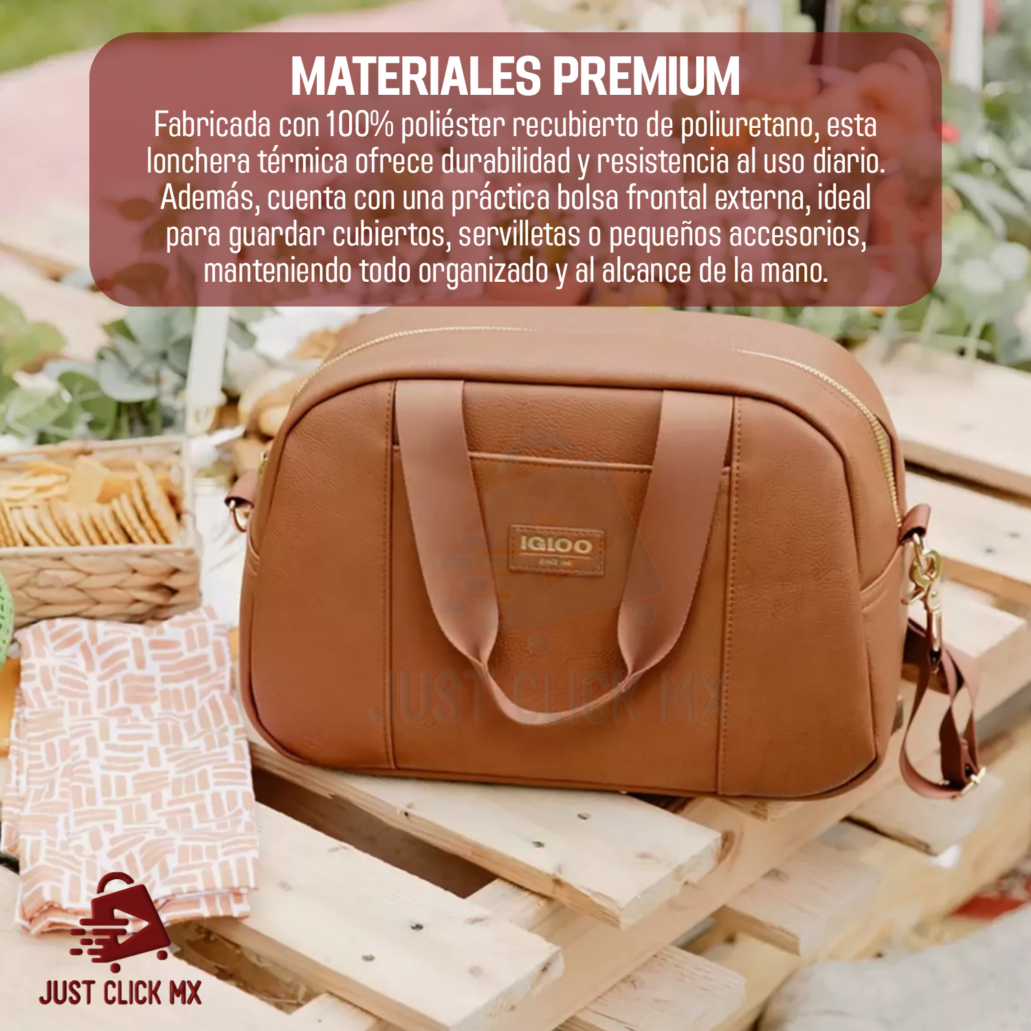 Lonchera Térmica Igloo Luxe Piel Vegan Con 3 Topers + Correa-JUSTCLICK MX