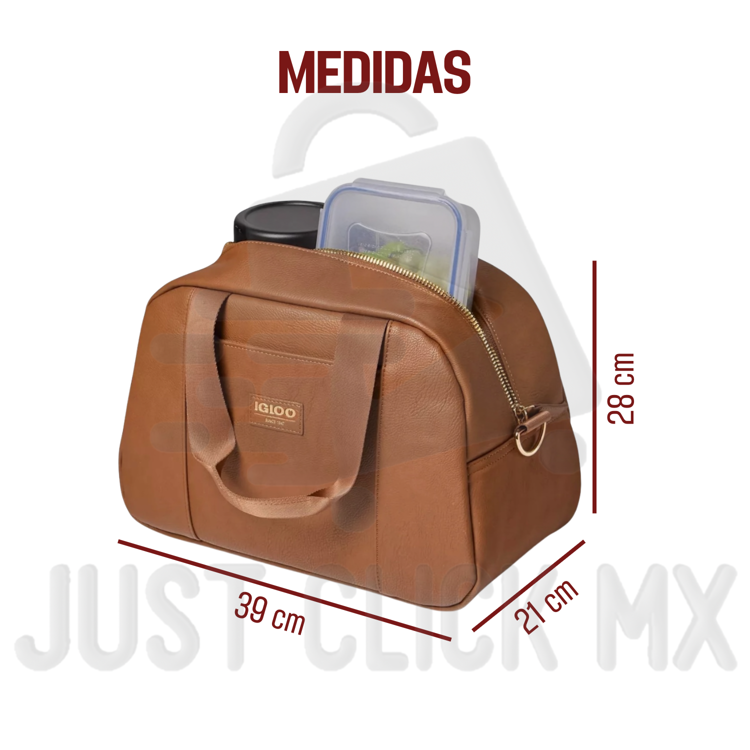 Lonchera Térmica Igloo Luxe Piel Vegan Con 3 Topers + Correa-JUSTCLICK MX