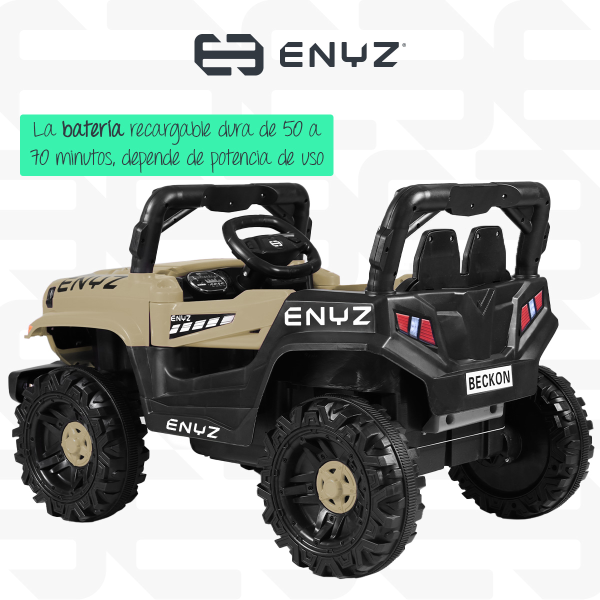 Camioneta Jeep Montable para niña niño Eléctrico Carro Todo terreno Con Control Remoto BCX-6 Enyz luces frontales con multi Led Música Bluetooth Edades de 1 a 4 años