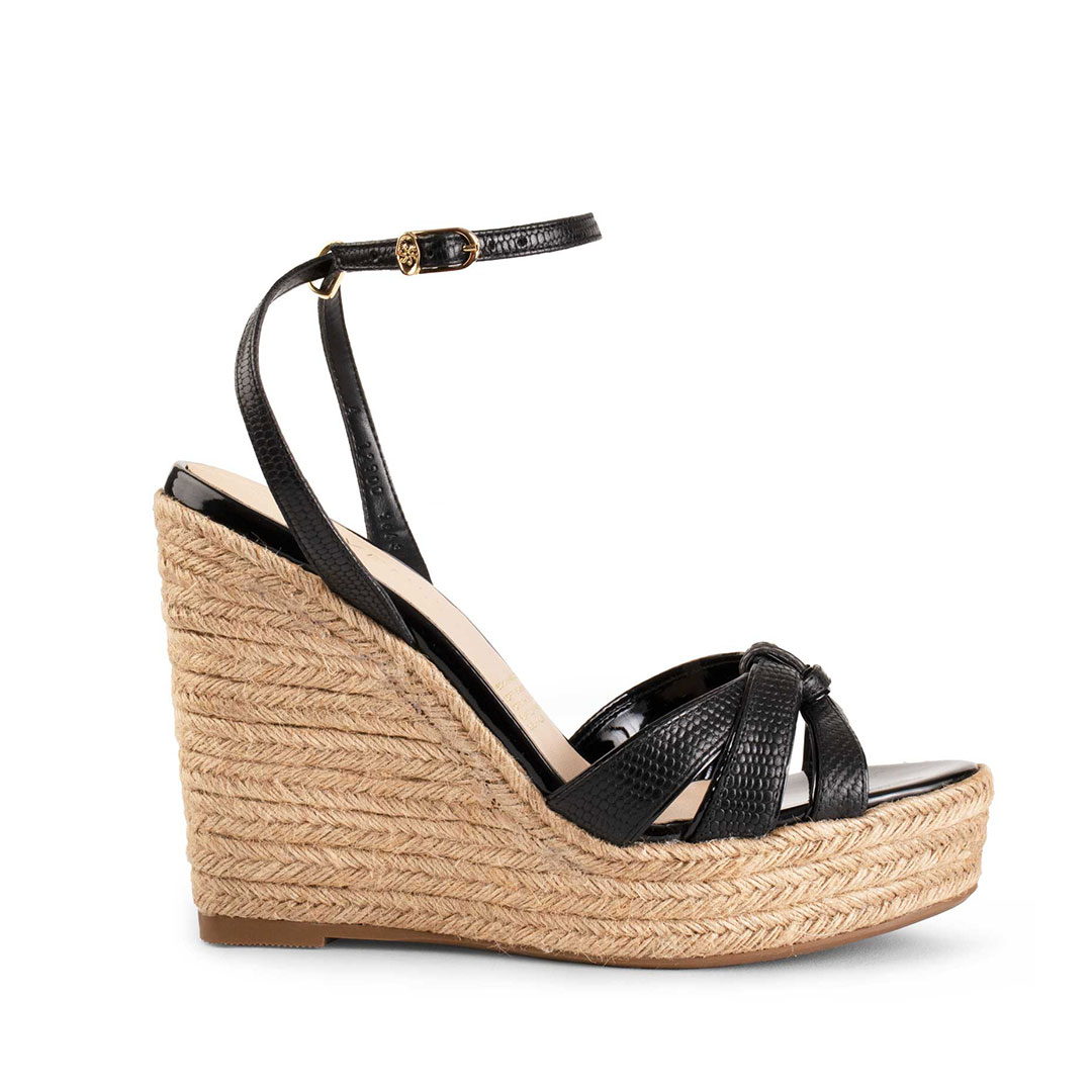 Alpargatas Para Mujer De Piel Sandalia Plataforma Davenia Arezzo Negro