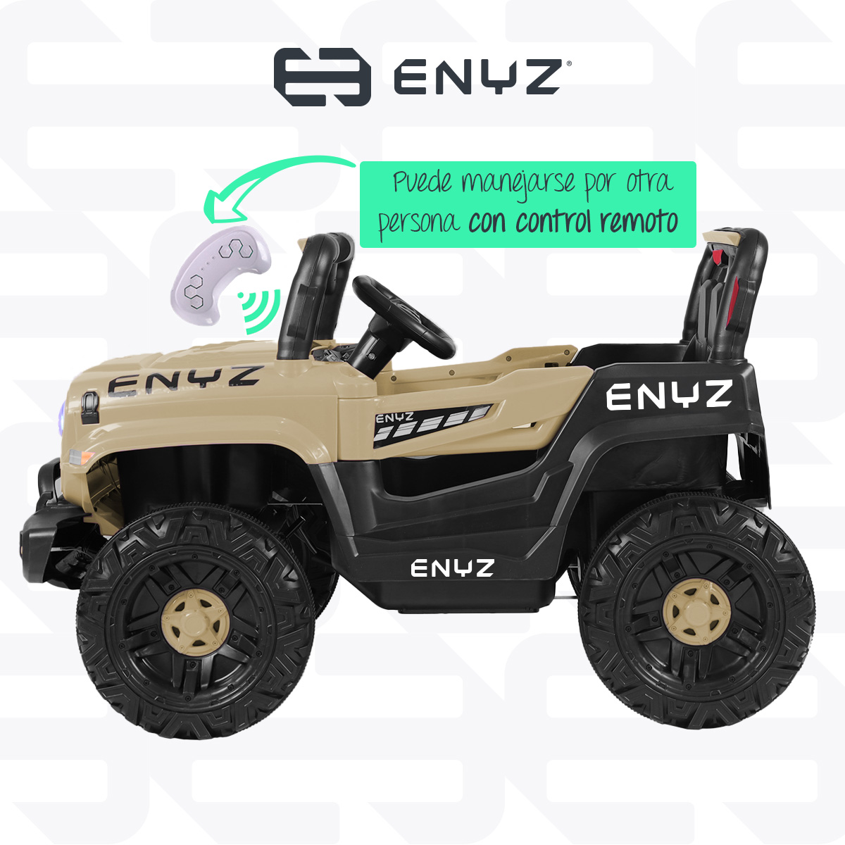 Camioneta Jeep Montable para niña niño Eléctrico Carro Todo terreno Con Control Remoto BCX-6 Enyz luces frontales con multi Led Música Bluetooth Edades de 1 a 4 años
