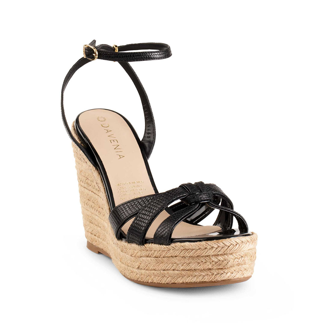 Alpargatas Para Mujer De Piel Sandalia Plataforma Davenia Arezzo Negro