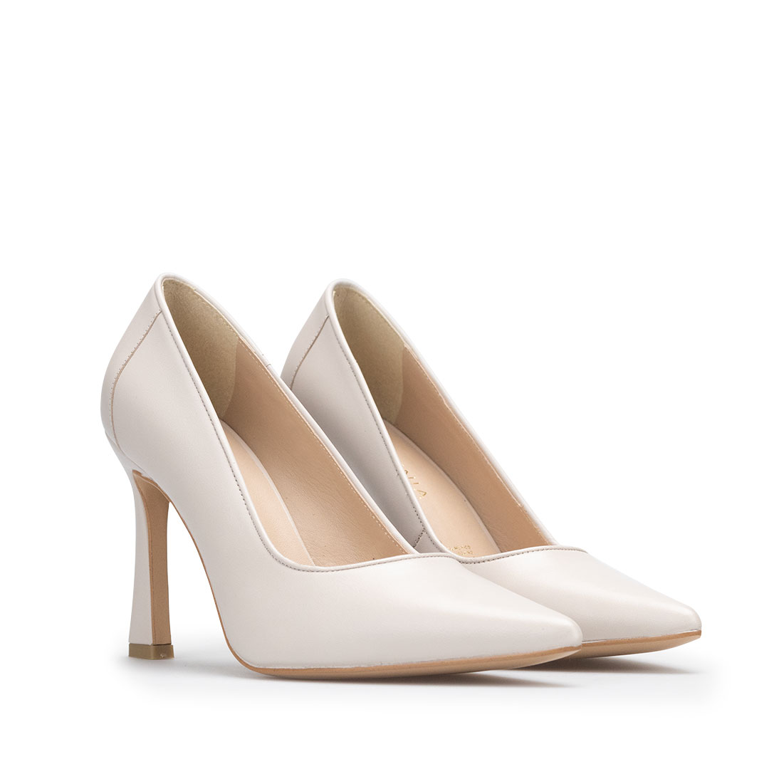 Zapatillas De Tacón Davenia De Piel Sandalia Para Dama Mod. Antonella Marfil