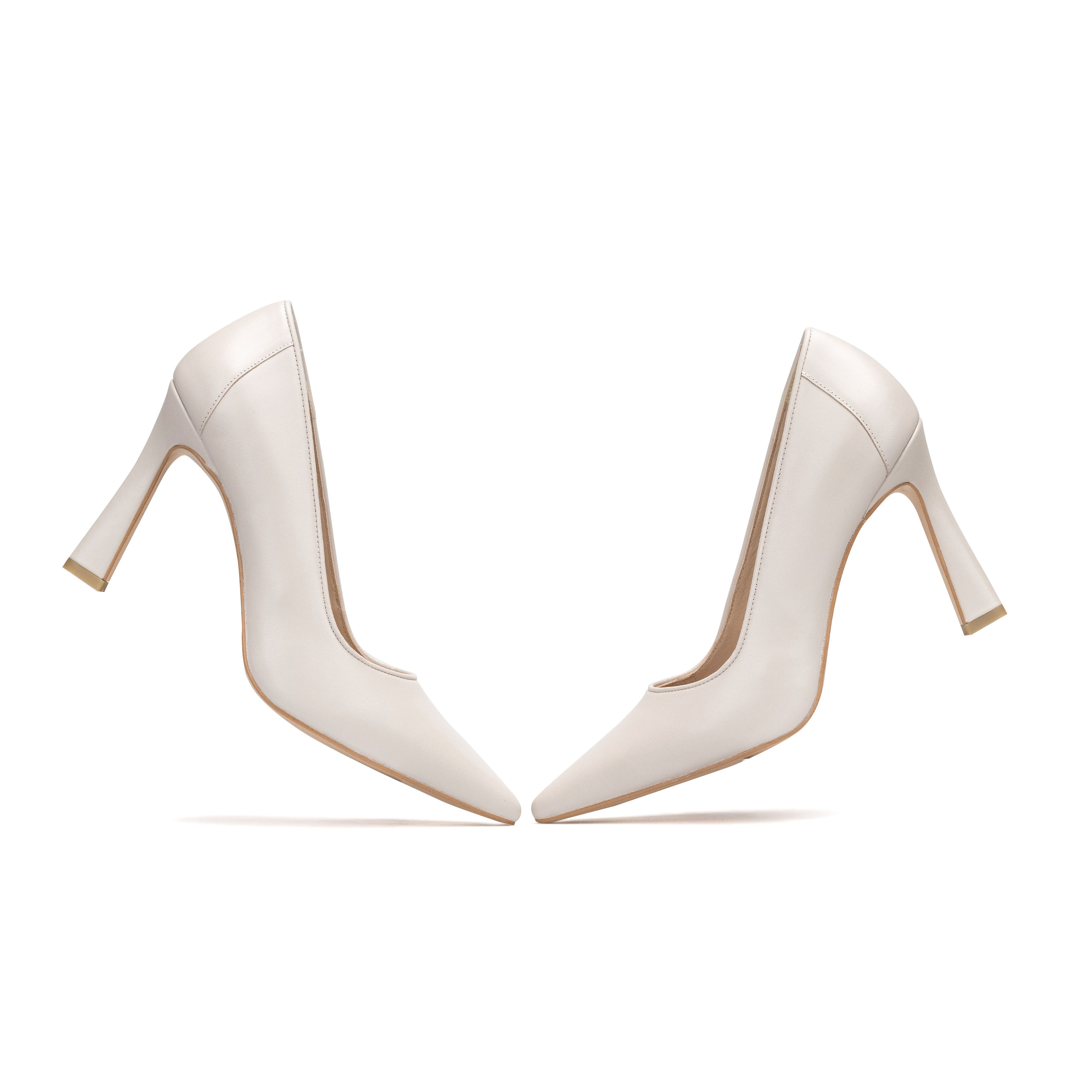 Zapatillas De Tacón Davenia De Piel Sandalia Para Dama Mod. Antonella Marfil