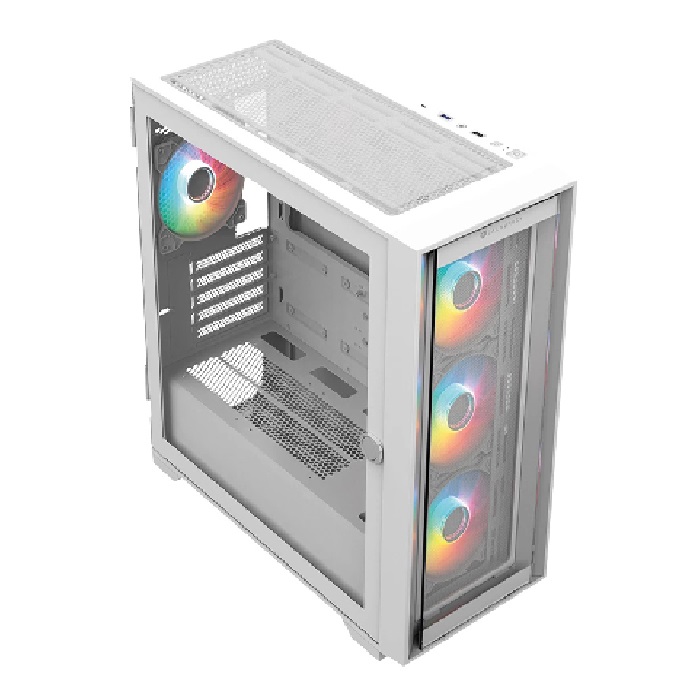 Gabinete Balam Rush Carbono Twin Mate 8000 con Ventana RGB, Midi-Tower, Micro-ATX/Mini-ITX, USB 3.0/2.0, sin Fuente, 4 Ventiladores RGB Instalados, Blanco.